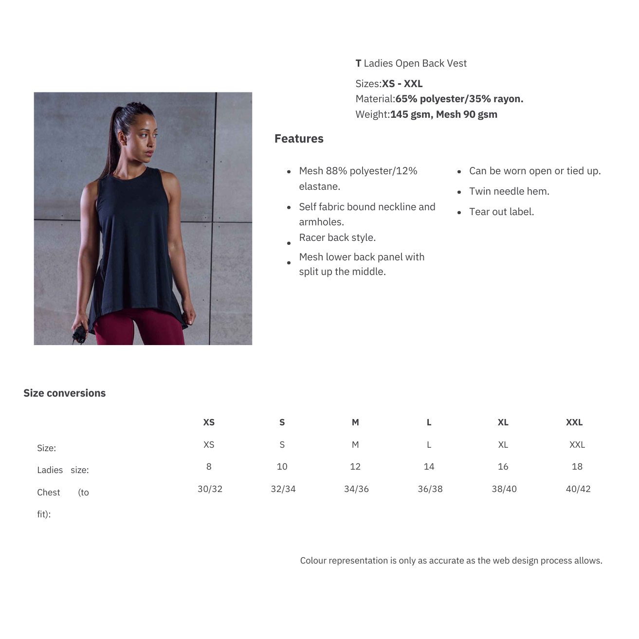 Ladies Open Back Vest 10 year anniversary printed