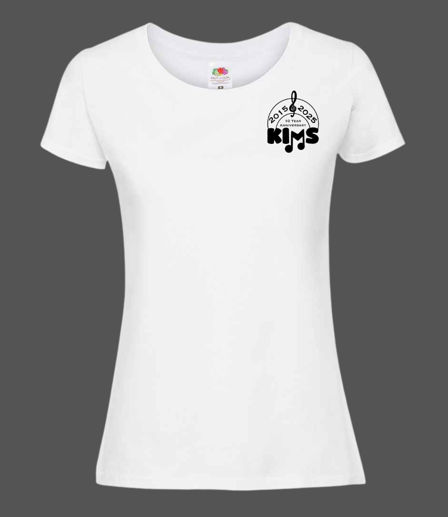 KIMS Tshirt-KIMS- 10 year anniversary white Female fit