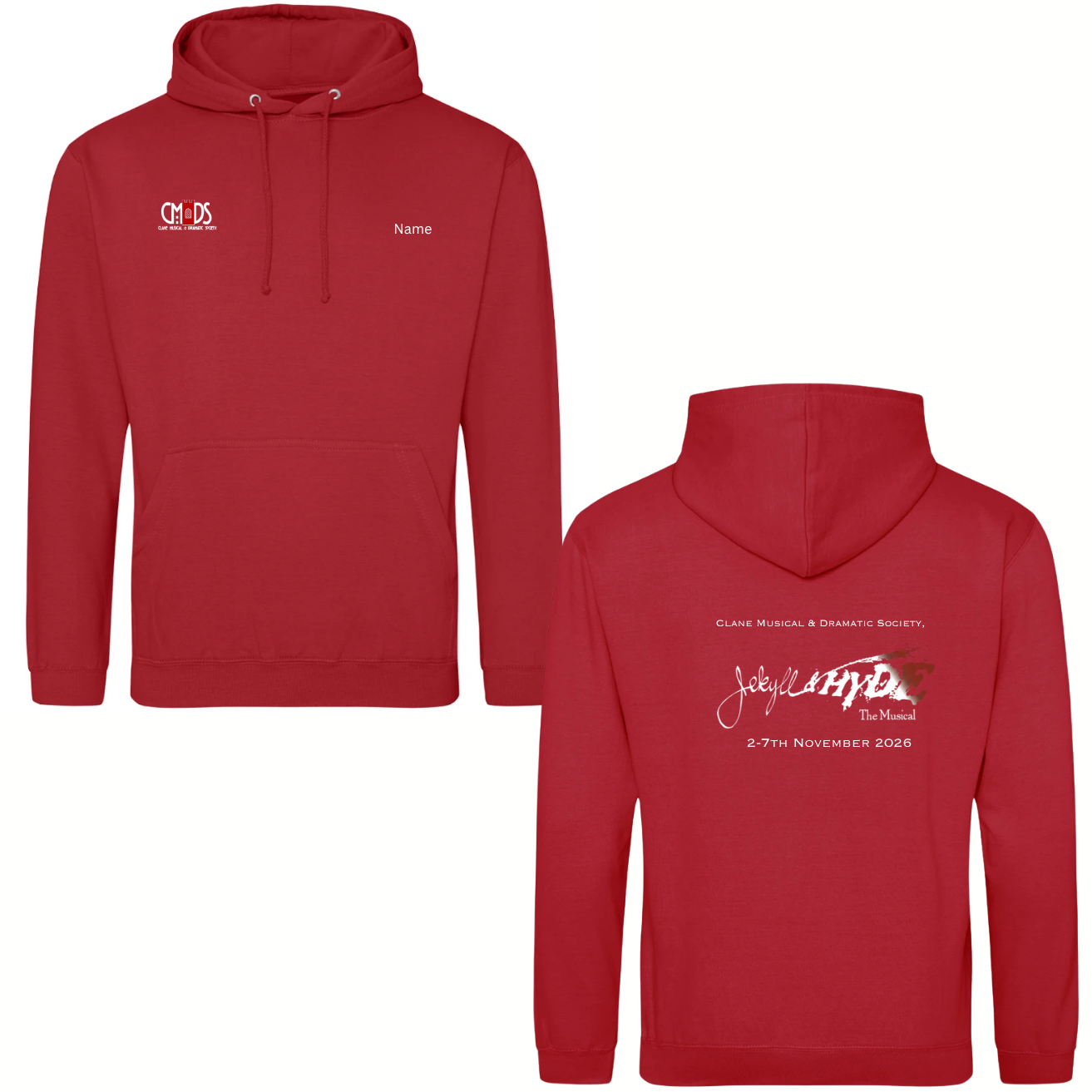 Clane Jekyll Hoodie fire Red white writing