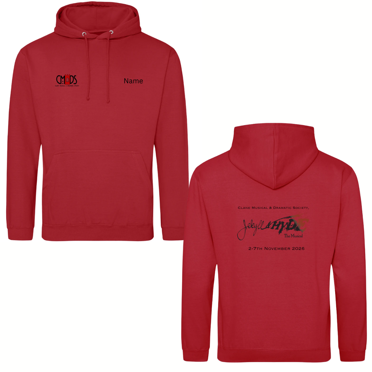 Clane Jekyll Hoodie fire Red Black writing