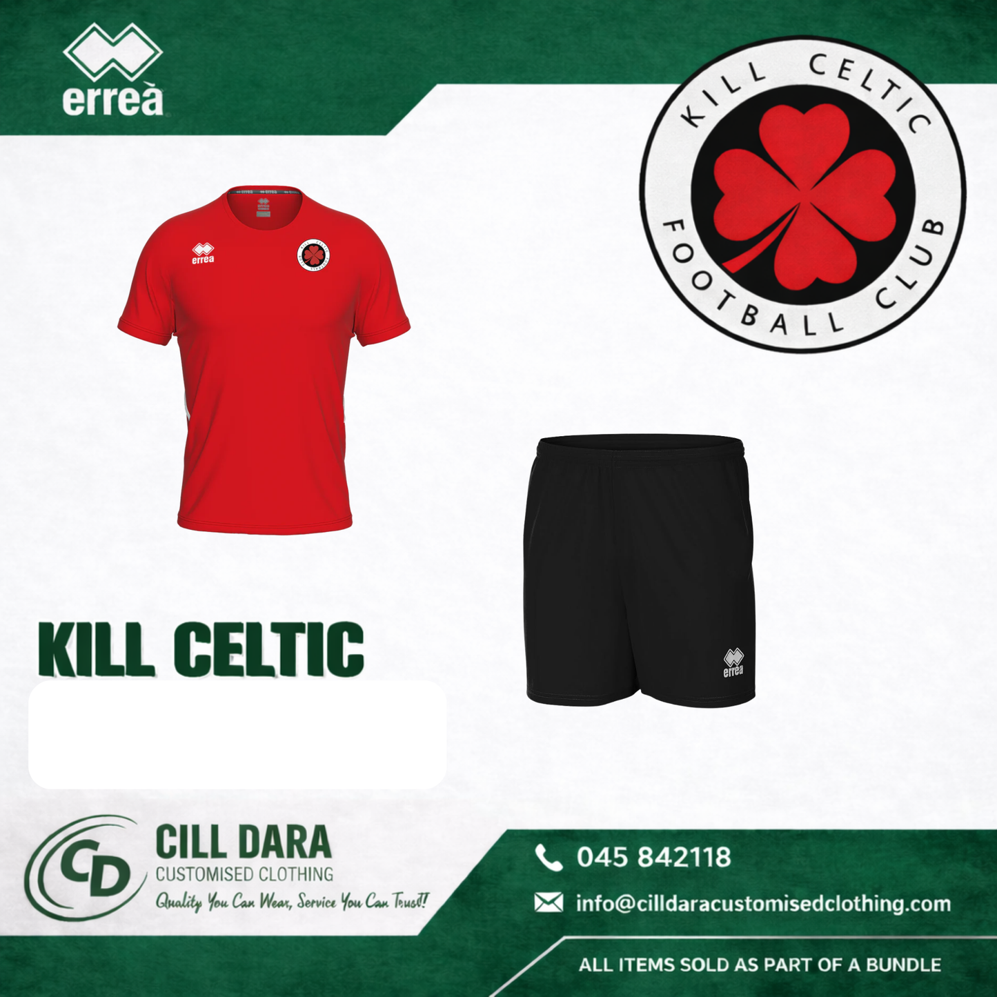 Kill Celtic FC pack jersey and shorts pack
